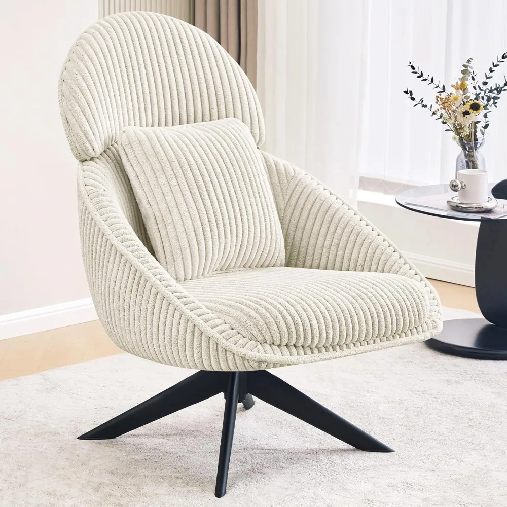 

Modern Accent Chair Upholstered Swivel Desk Chair for Living Room, Sofa for Bedroom Armchair Side Chair with Headrest Bed