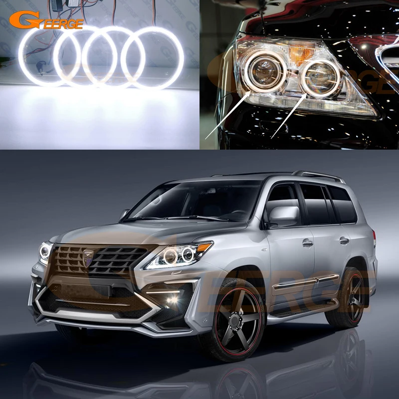 

For Lexus LX 570 LX570 2012 2013 2014 2015 Excellent DRL Day Light Ultra Bright COB Led Angel Eyes Kit Halo Rings