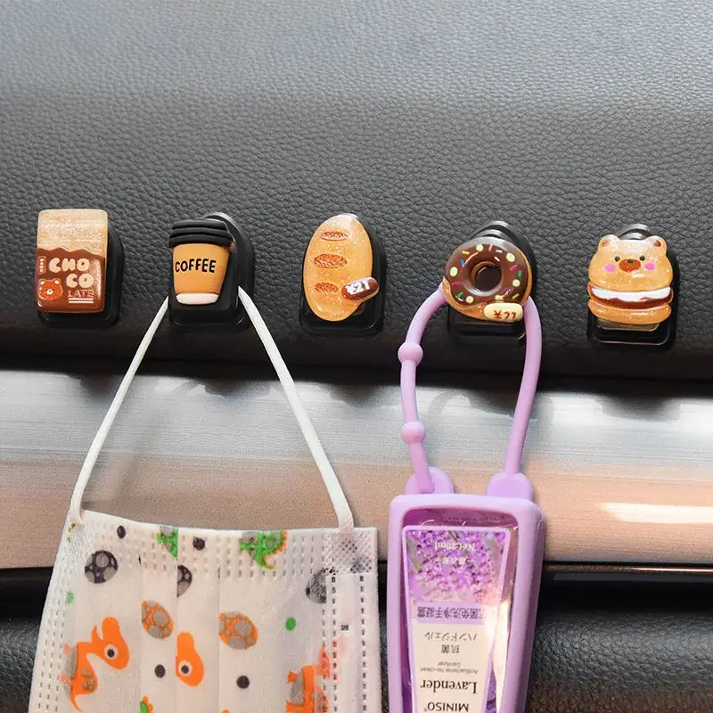 Car Hook Cute Bear Auto Seat Back Hook Sticky Supplies Auto Interior Front Small Hook Car Decorative Tools Accessories Adorns