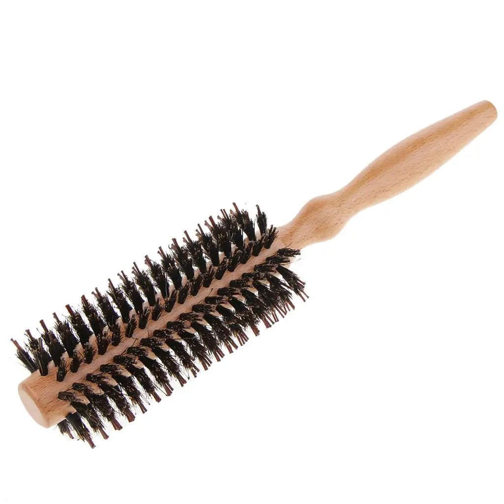 

Wooden Round Comb Brush Soft Bristles Curling Styling Hairbrush Salon Beauty Accessories for Hairdressing Supplies