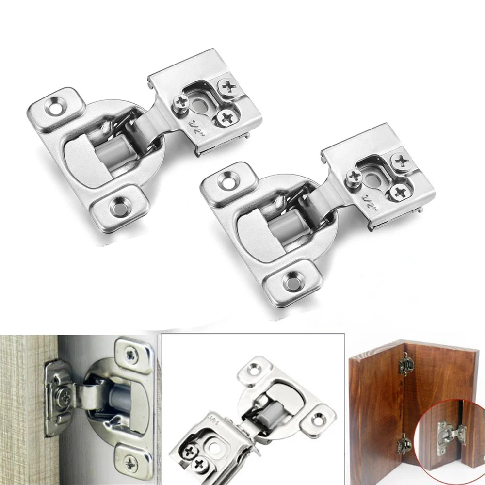 2Pcs Soft Closing Cabinet Hinge Overlay Self Slow Close Door Hinges for Kitchen Cabinets Face Frame Concealed Hinges Door Damper