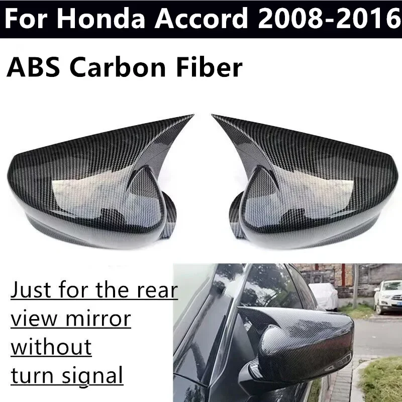 ABS Carbon Fiber Horn Rear Side View Mirror Cover Trim For Honda Accord 2008-2016