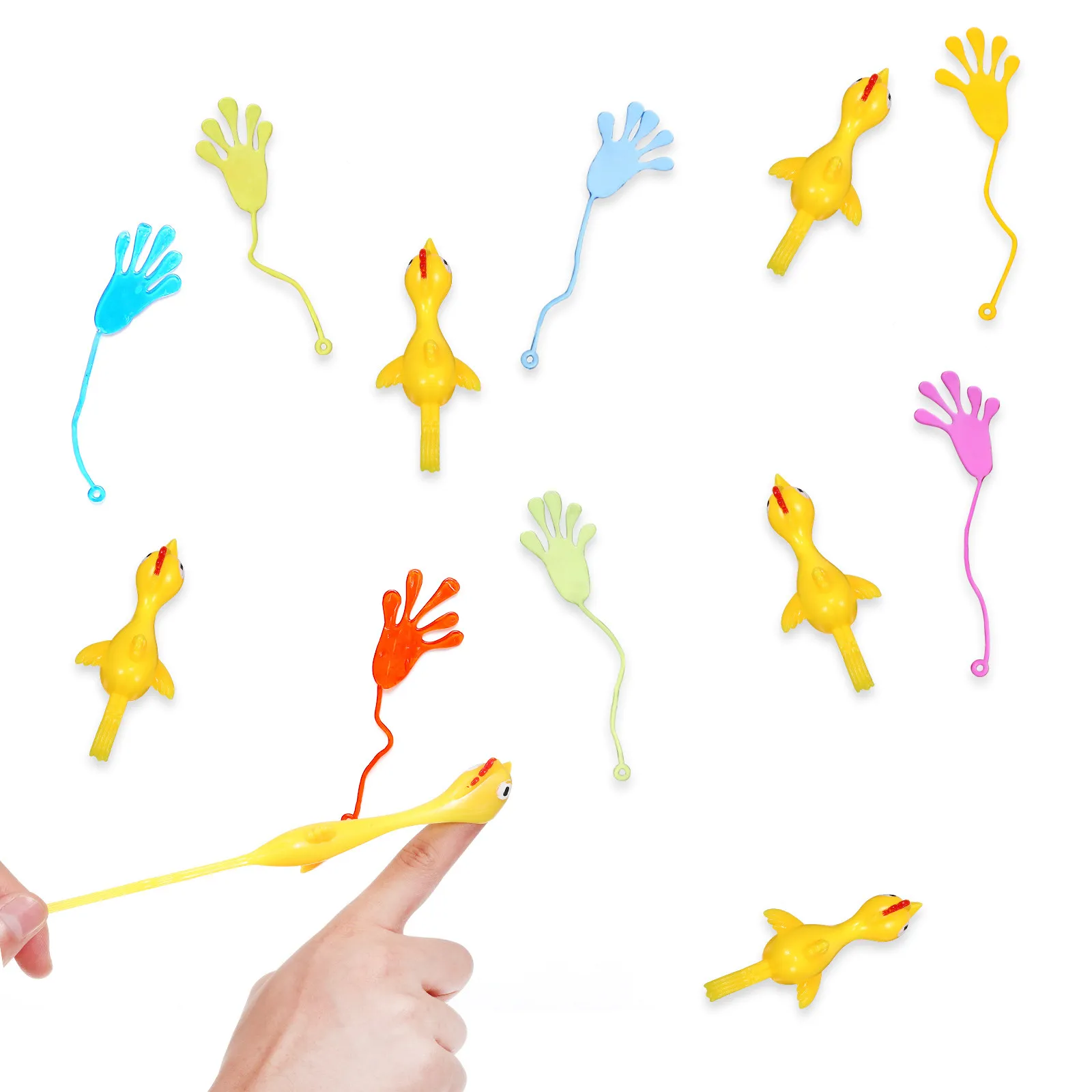 

24pcs Sling Shot Chicken Set Stretchy Fidget For Kids Party Favors Stocking Stuffers Prank Tricky Turkey Game
