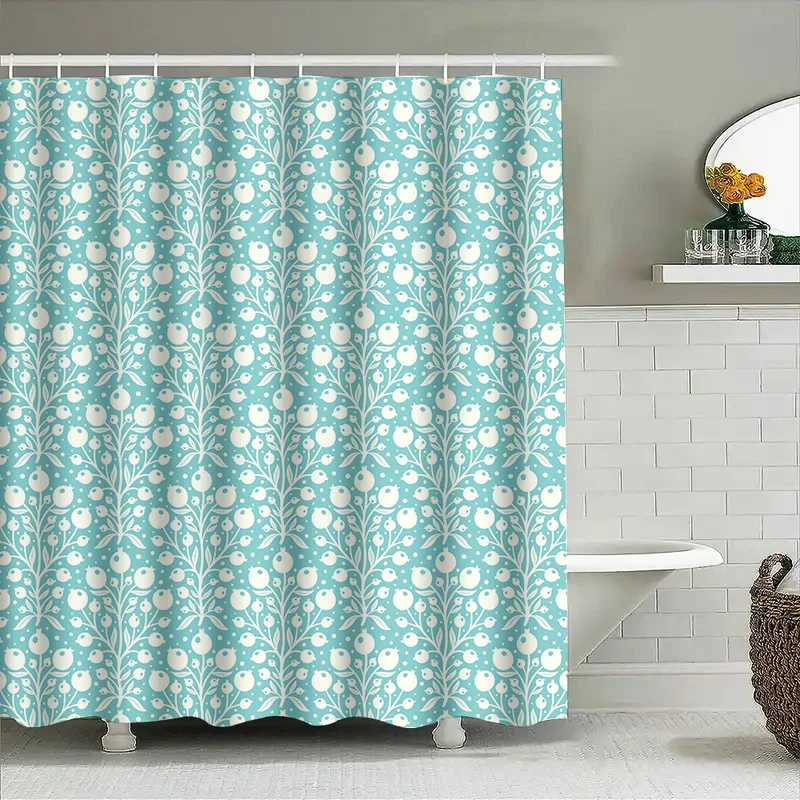 Blue White Owl Floral Print Shower Curtain Waterproof Decorative Bathroom Accessories Home Textile 72x84 inches (180X213cm)