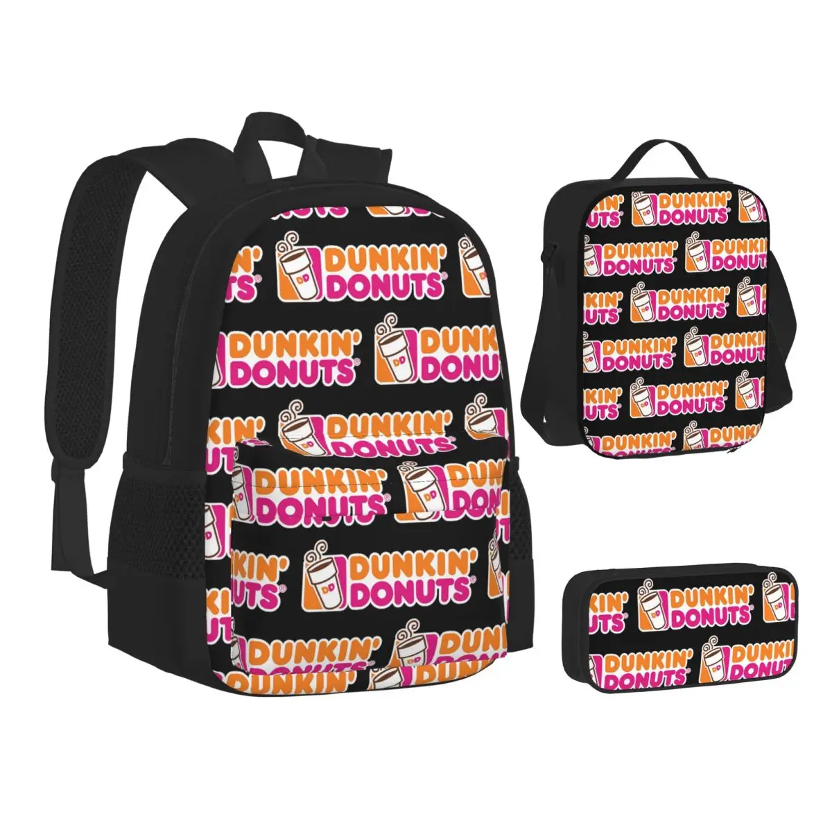 

Dunkin Donuts Backpacks Students Bookbag School Bags Kids Rucksack Lunch Bag Pen Bag Three-Piece Set
