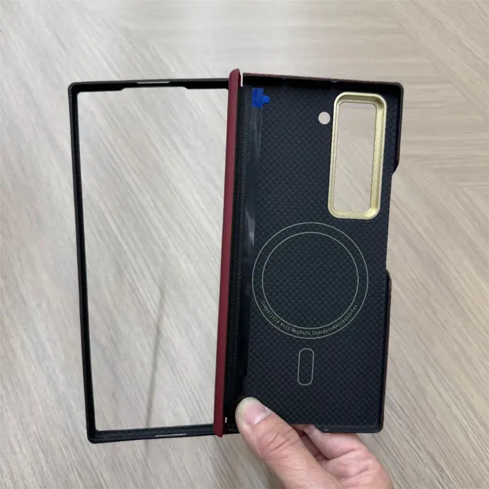 삼성 갤럭시 W25 Magsafe 보호 갑옷 커버용 마그네틱 프리미엄 아라미드 탄소 섬유 케이스