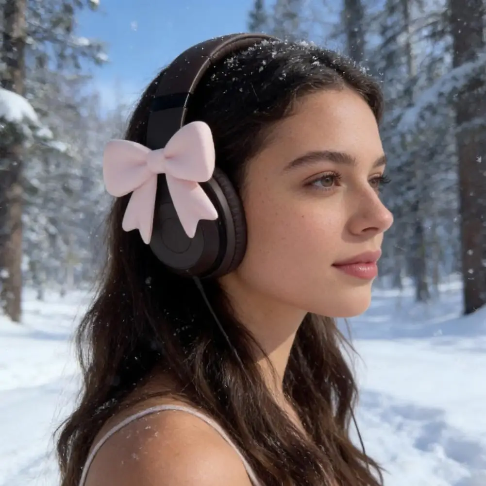 Girly Headphone Clip 3d Bow Headphone Clips Cute Silicone Earphone Decorations Accessory Attachments for Women’s Headphones