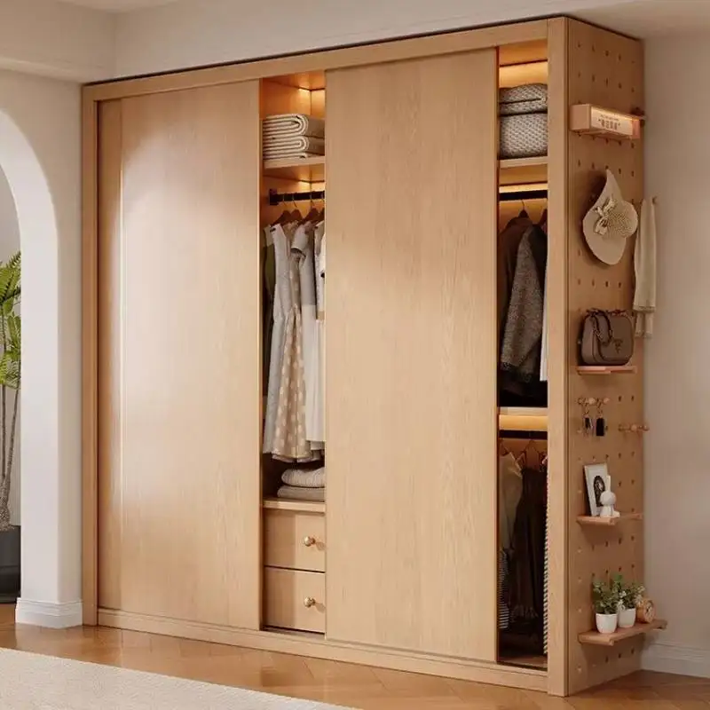 

Сборный декоративный шкаф-купе для взрослых в европейском стиле, экономящий пространство, с раздвижными дверями, для хранения, открытый органайзер, мебель