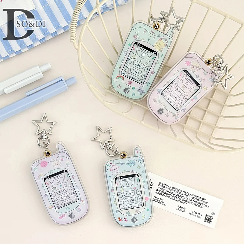 School Stationery DIY Accessories Kawaii Acrylic Mobile Phone Shape 1 Inch Photocard Holder Card Photo Holder Bag Pendant