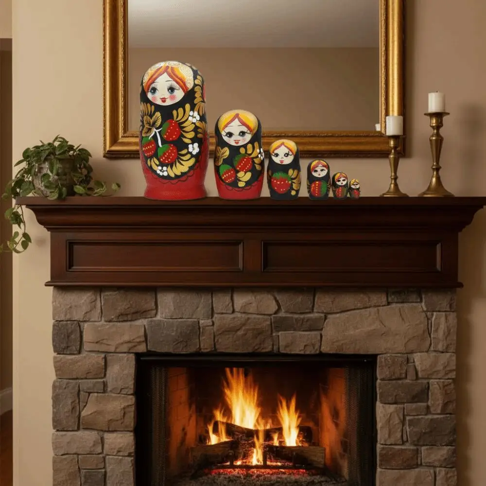 Desk Ornament 5 Layers Matryoshka Doll Handmade Wooden Nesting Dolls Cute Home Deocr Russian Nesting Doll Birthday Gift