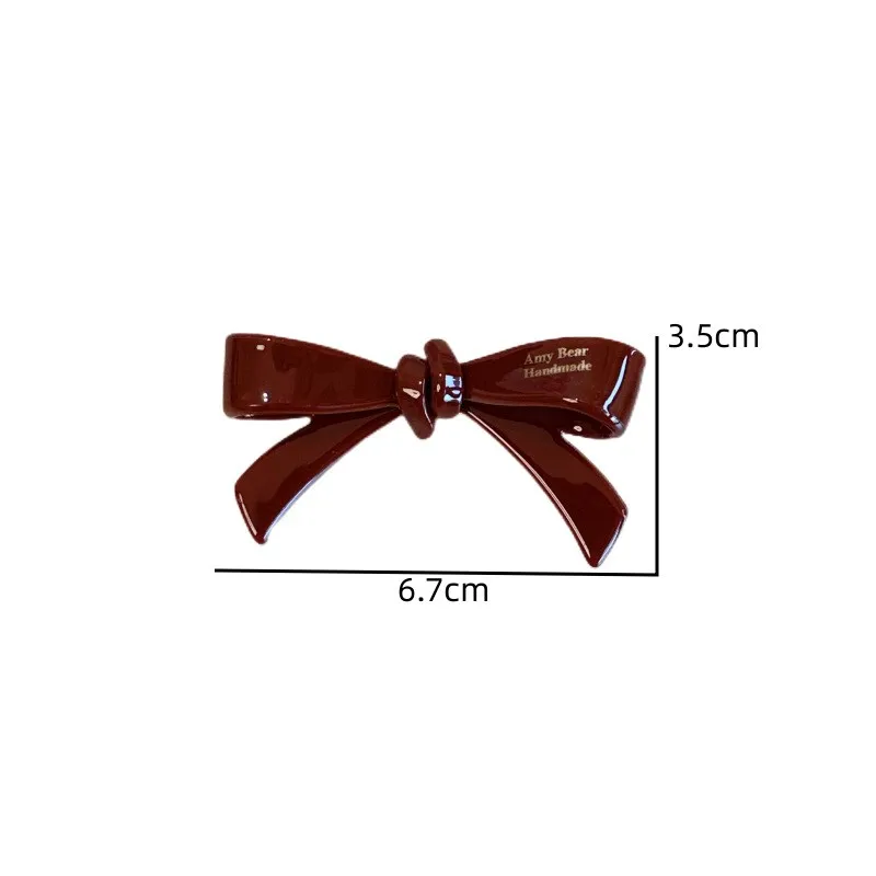 6.5cm Bowknot Acetate Alloy Hairclip Barrette Candy Pinky Color Side Clip Duck Bill for Children and Girls Kawai Korean Fashion