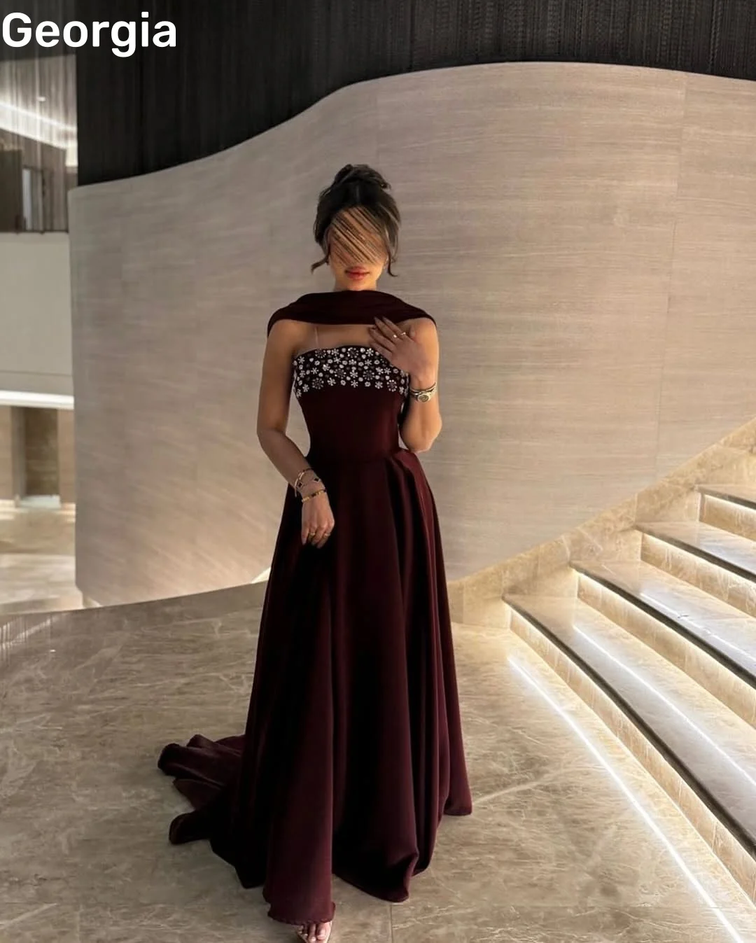 فساتين مناسبة رسمية أنيقة مخصصة على شكل حرف a بدون حمالات بطول الأرض فساتين سهرة مكشكشة بدون أكمام فيستدوس دي فييستا