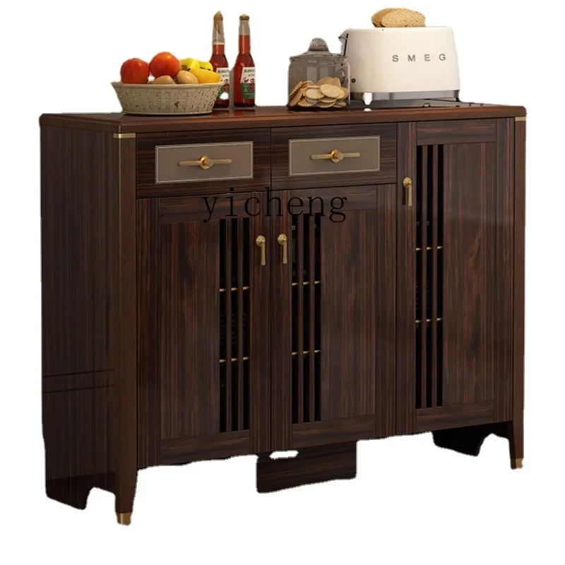 

Zk New Chinese Style Sideboard Cabinet Burlywood Cabinet Kitchen Grille Door Leaf Wall Storage Tea Storage Cabinet