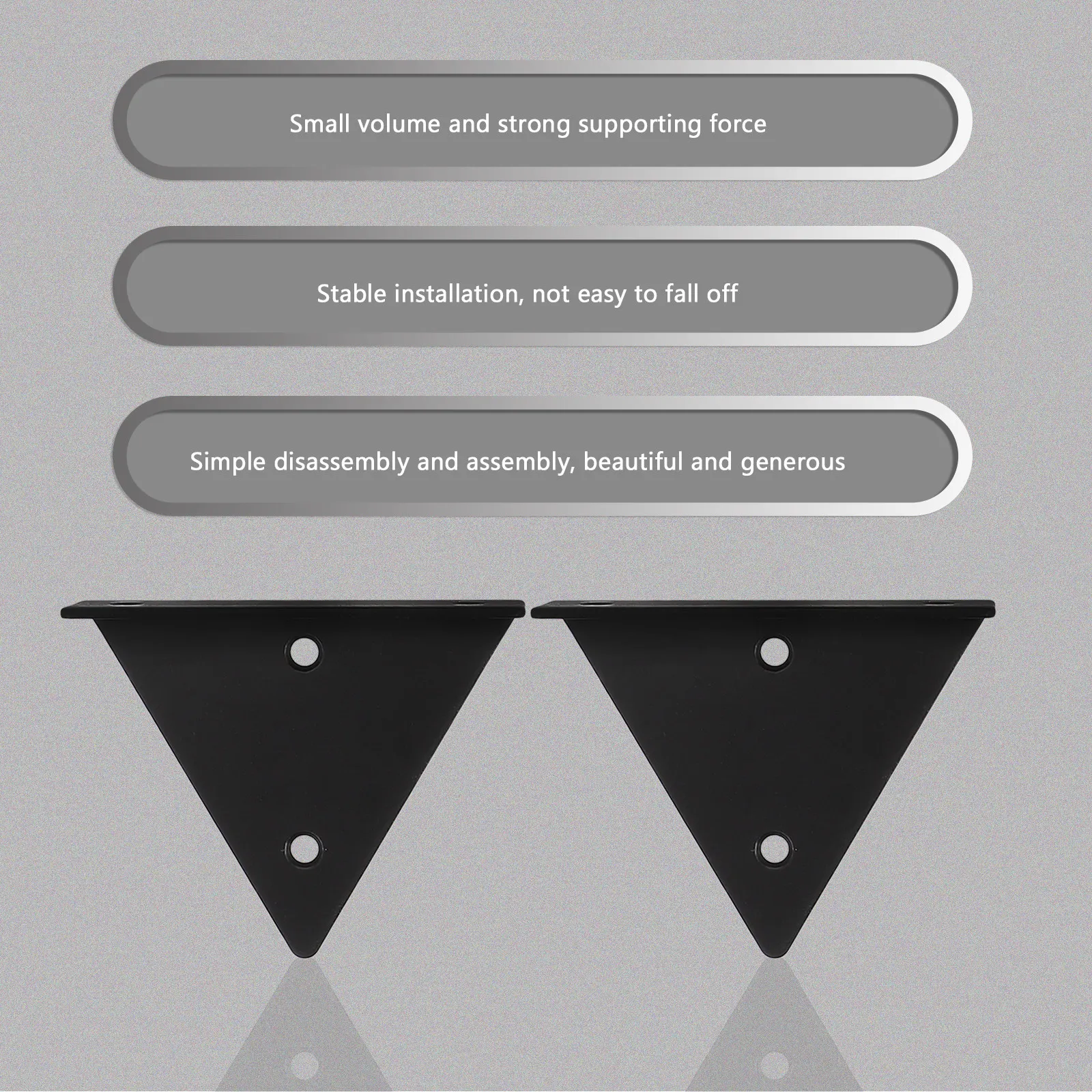 

4 шт. черных усиленных настенных кронштейнов для полок, угловые опоры для книг, цветочных горшков, для дома и офиса, экономия пространства