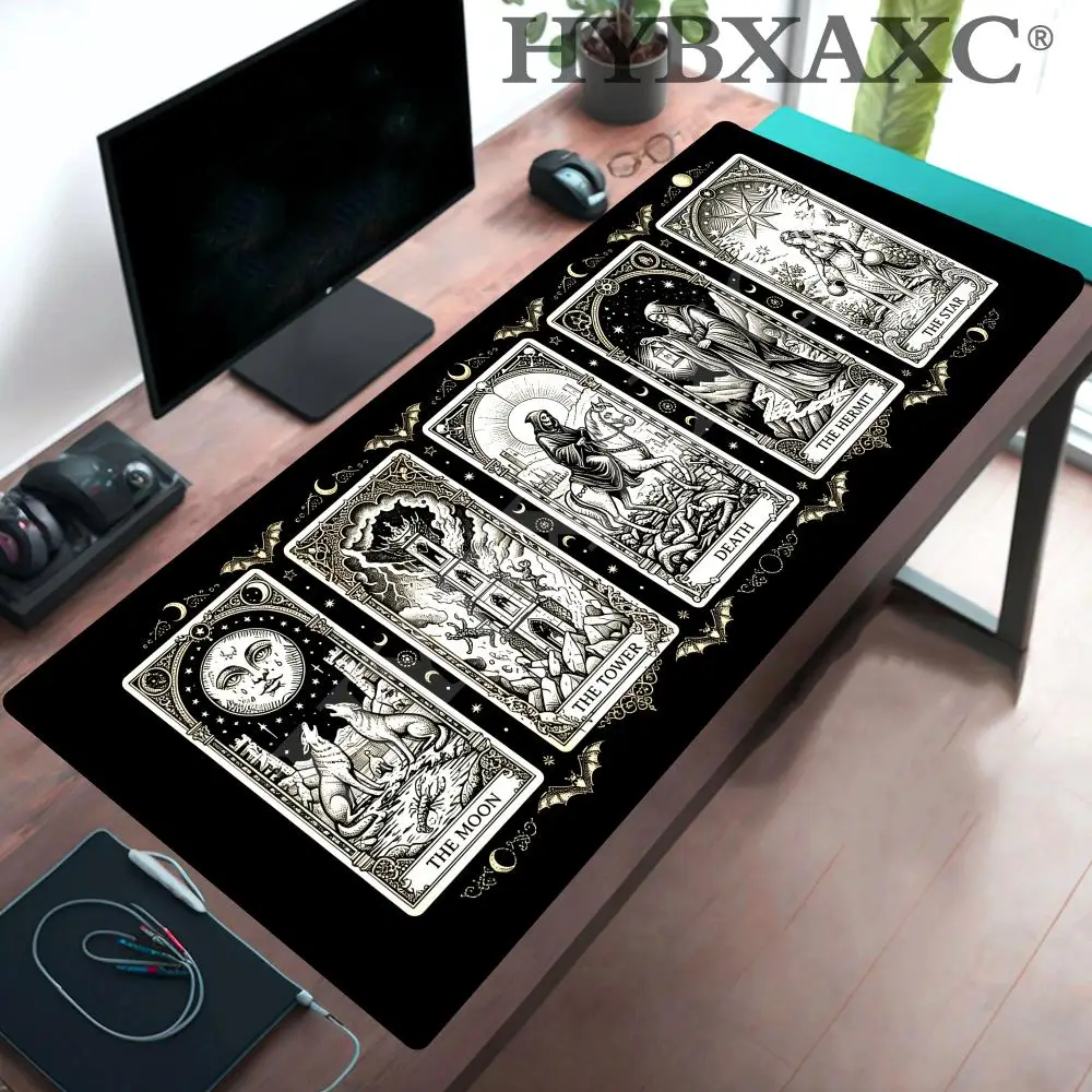 

HYBXAXC Gothic Tarot Cards Mousepad Gothic Occult Death The Tower The Hermit Dark Academia Aesthetic Mystical Gaming TCG Playmat