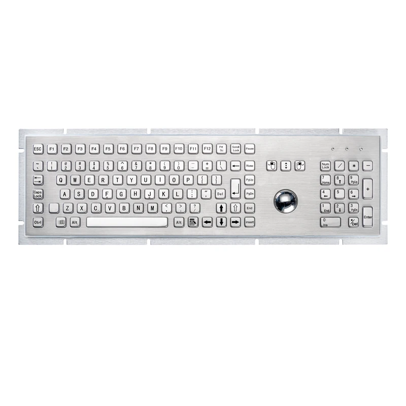 

Full Size Industrial Trackball Metal Keyboard With 103 Keys Integrated 38mm Mechanical Ball And Numeric Keypad For Pharmacy