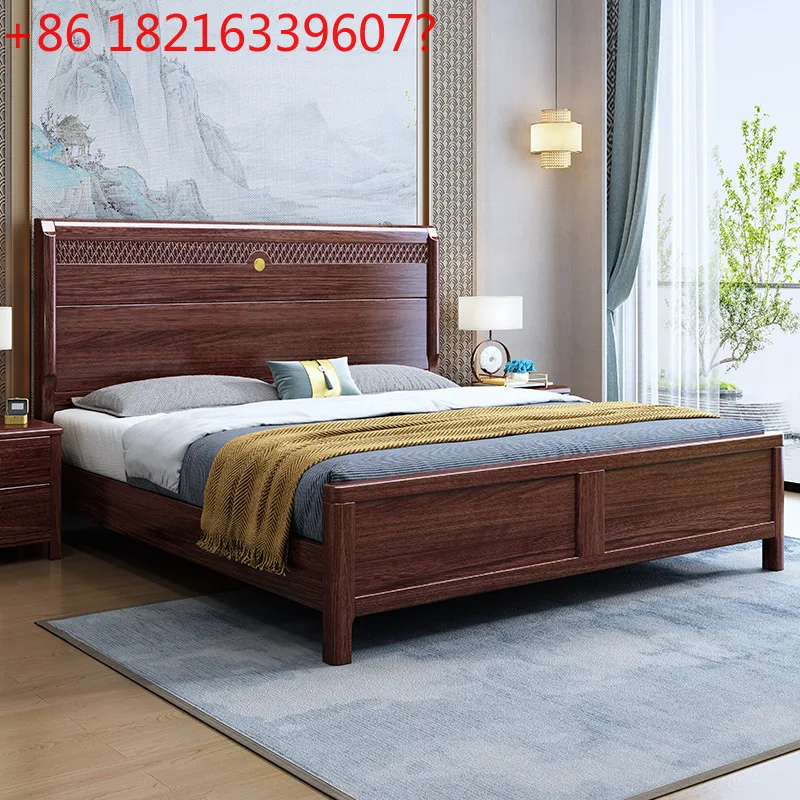 

New Chinese high-end ebony solid wood 1.8 meters high box storage 2 meters large bed master bedroom wedding bed