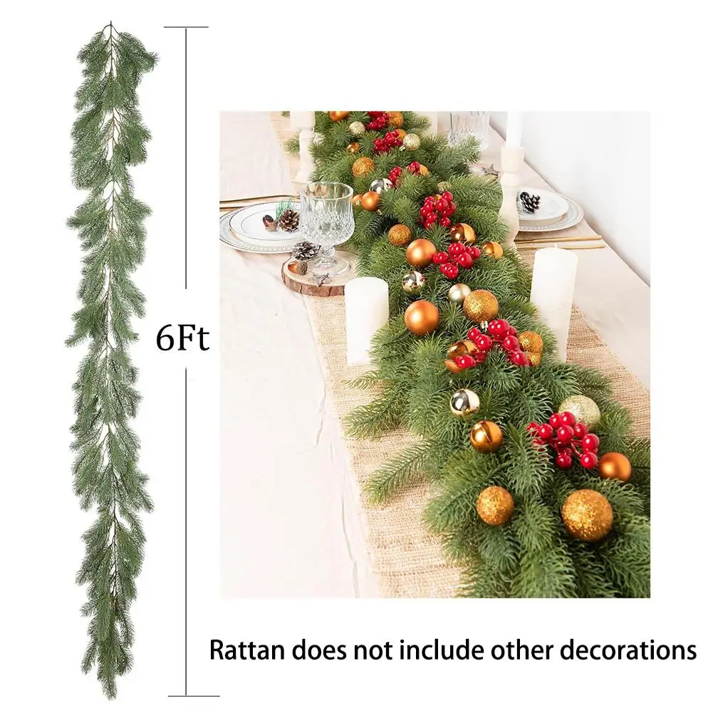 

190cm Artificial Pine Greenery Garlands For Christmas Table Fireplace Wall Home Xmas Decorations For Indoor Wedding Party Suppli