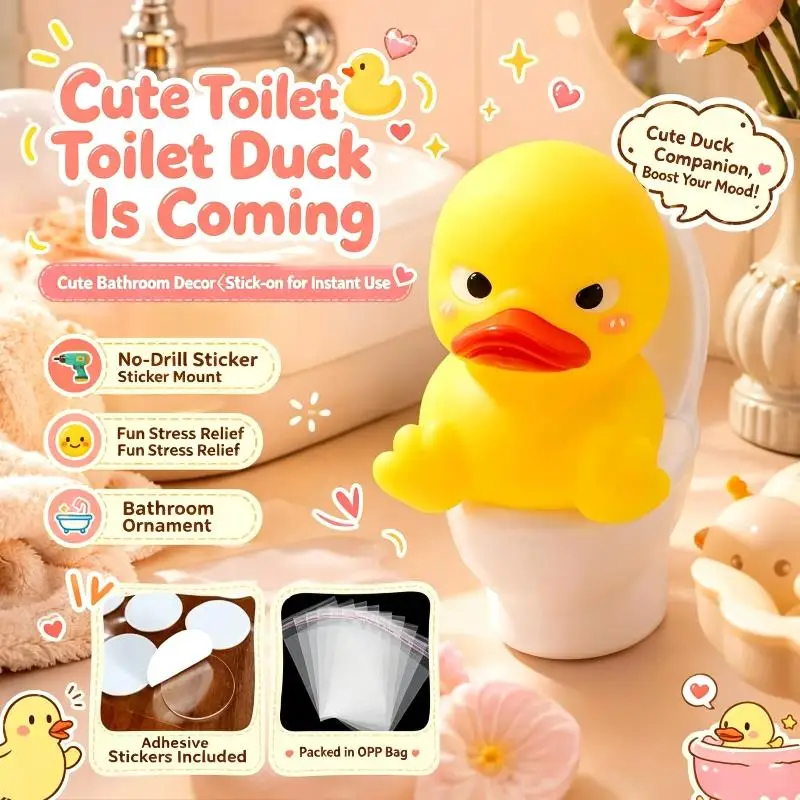 Cute Toilet Duck Decorative Resin Ornament Suitable For Car Desktops Bathroom Bookshelves And Decoration