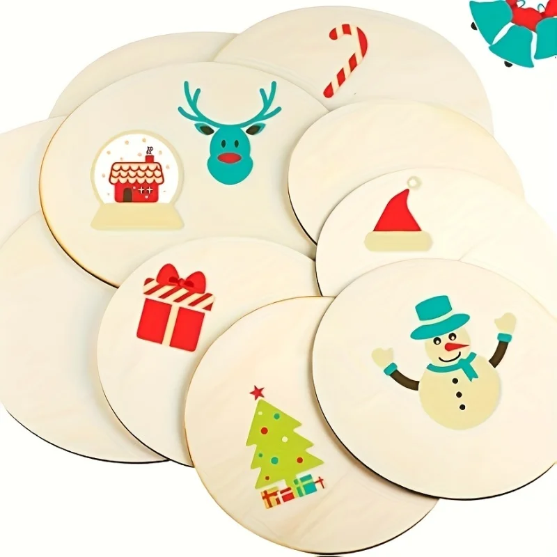 5pcs 6 Inch/ 8 Inch Wooden Circles Round For Crafts Christmas Blank Slices Discs For DIY Crafts Hanging Ornaments Painting