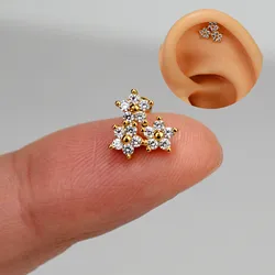 1PC Crystal CZ Arc Tragus Helix Studs Earring for Women Lobe Cartilage Star Flower Ear Percing Earring Stainless Steel Jewelry