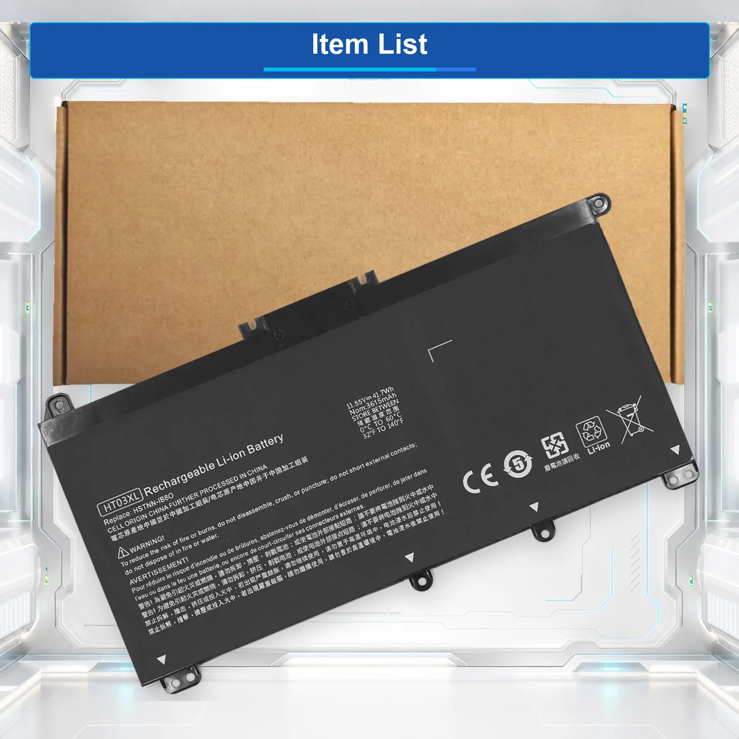HT03XL 41.7Wh 11.55V Laptop Battery For HP Pavilion 14-CE CF CK CM DF 15-CS CW DA DB 17-BY CA HSTNN-DB8R L11119-855