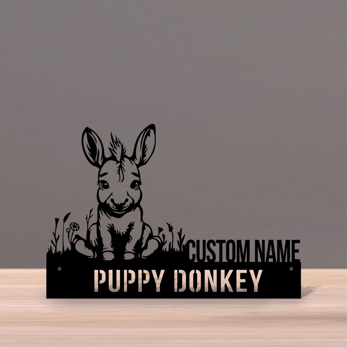 Niestandardowa tabliczka znamionowa Puppy Donkey Desk Wedge Spersonalizowana tabliczka znamionowa Farmhouse Office Sign Company Shelf Tabletop Plaque Farm Life