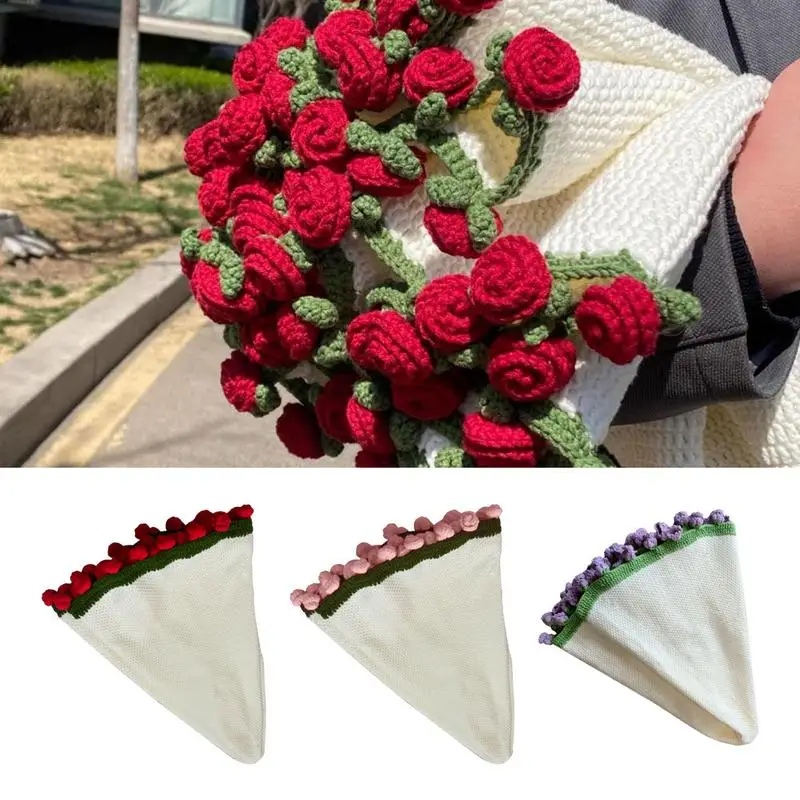 

Throw Blanket For Bed Floral Bouquet Crochet Throw Blanket Knitted Art Comfortable Home Napping Bedding Romantic For Mother's