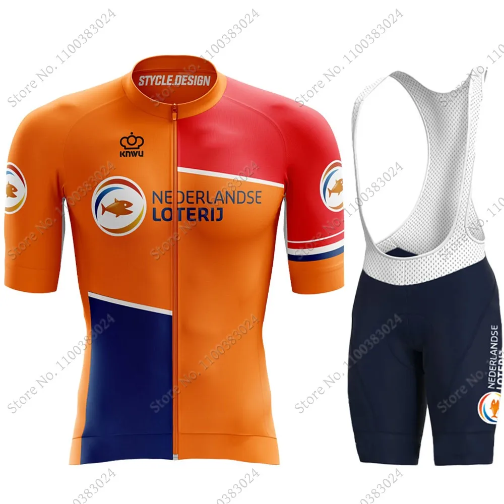 2023 Netherlands National Team Cycling Jersey Set Bicycle Clothing Road Bike Shirts Suit Bicycle Bib Shorts MTB Ropa Maillot