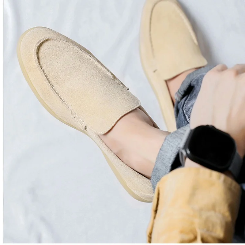 

Men's Genuine Suede Leather Loafers with Soft Sole, Slip On Driving Moccasins, Gentlemen's Flats, High Quality