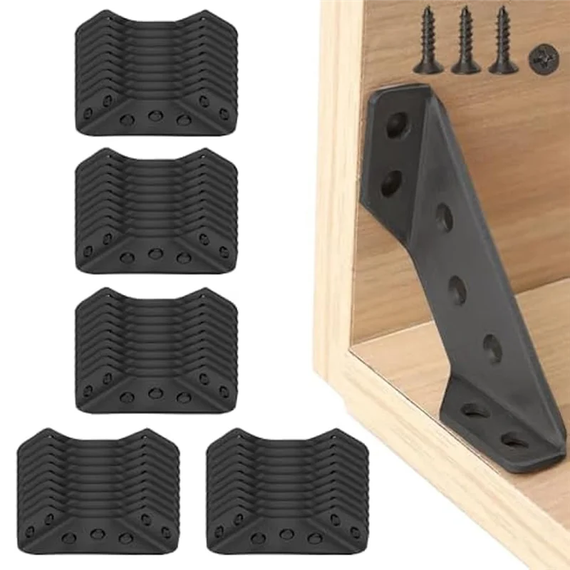 

AEE2-50Pc Universal Stainless Steel Furniture Corner Connector, Corner Bracket For Shelf Cabinet Table Chair With 200 Screws