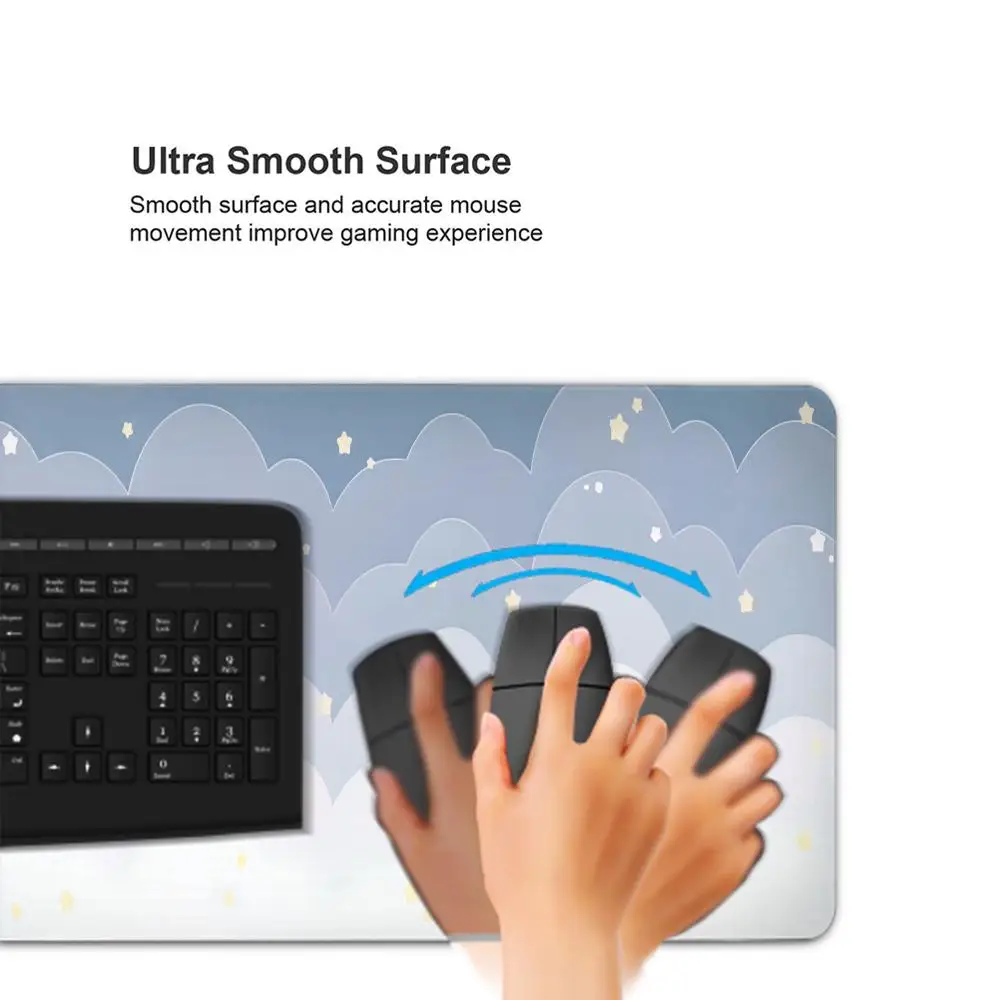 Lichtblauw Roze Wolken Bureaumat Kawaii Paarse Muismat Schattig Rubberen Pad Uitgebreide Pad Gaming Toetsenbordmatten Groot XXL Meisjestapijt