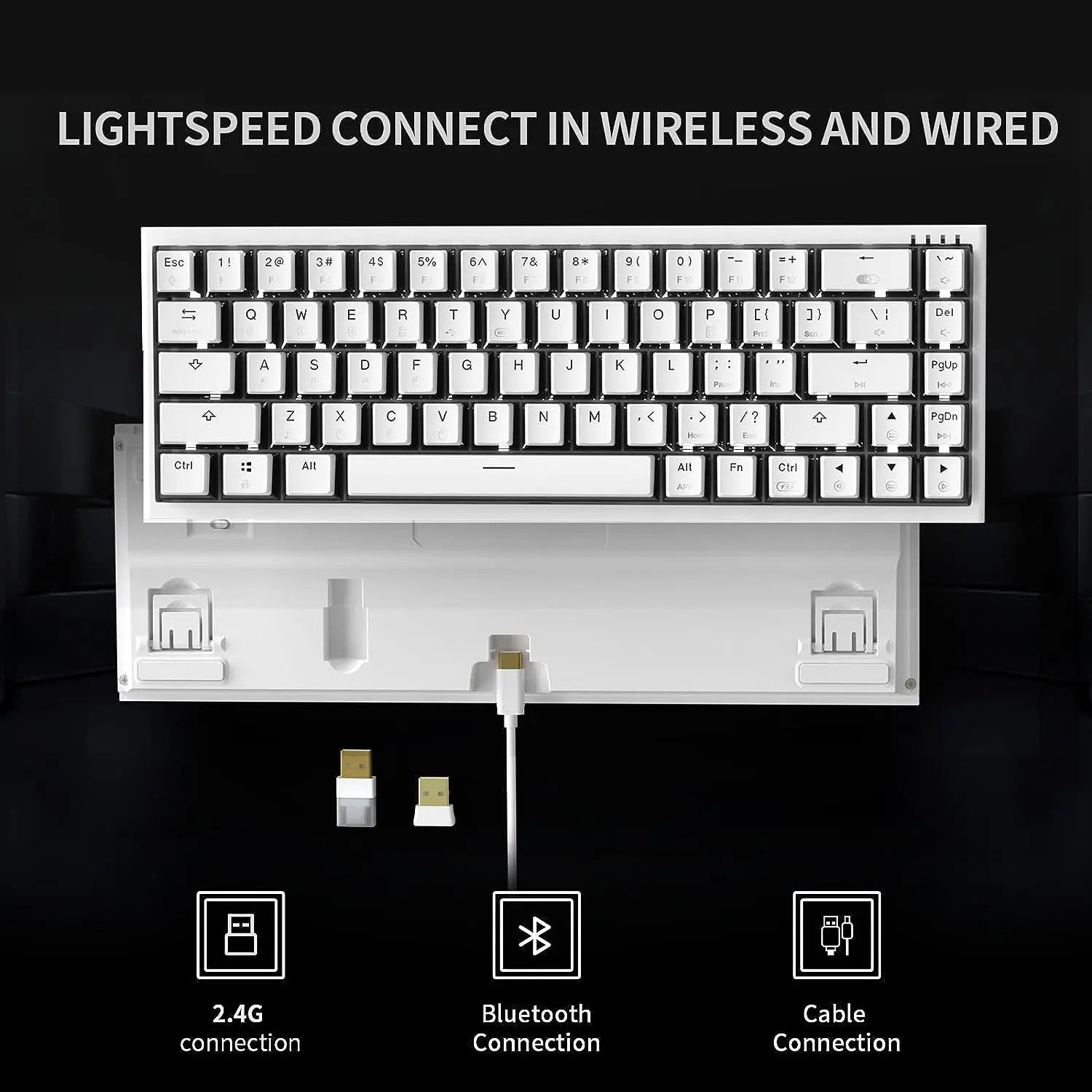 YYHC-Professional Hot Swappable Red Switch 65% Wireless Mechanical Gaming Keyboard Backlit 68 Keys Compact Gamer Gaming Keyboard