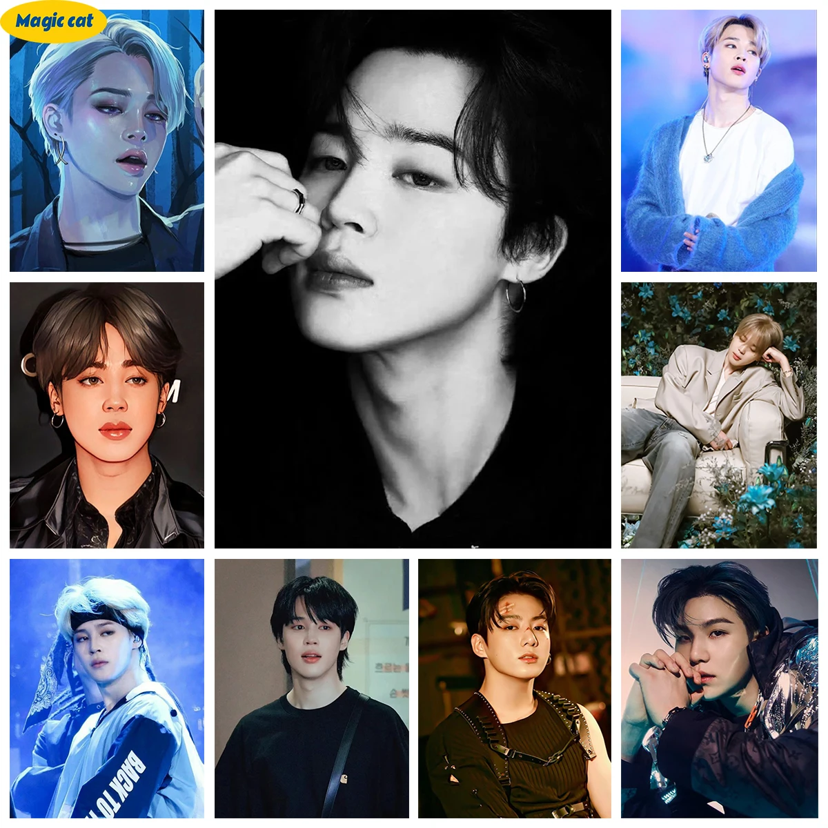 J-Jimin 5D Diamond Painting Hot Kpop Singer Picture Diamond Embroidery Art Cross Stitch Fan Collection Room Decor Handmade Gift