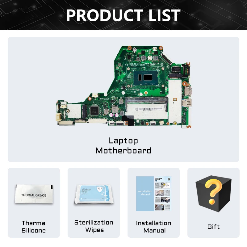 Imagem -06 - Akemy La-e891p Mainboard para Acer Aspire A51551 A515-51g Laptop Motherboard com i3 i5 7ª Geração Cpu 4gb Ram 100 Teste ok