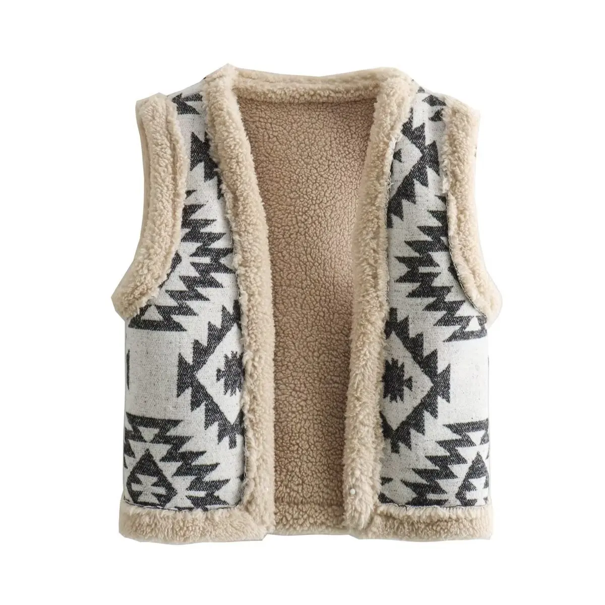 2024 Ladies Now, Color Burrs Thickened Fleece-lined Warm Diamond Plaid Vest