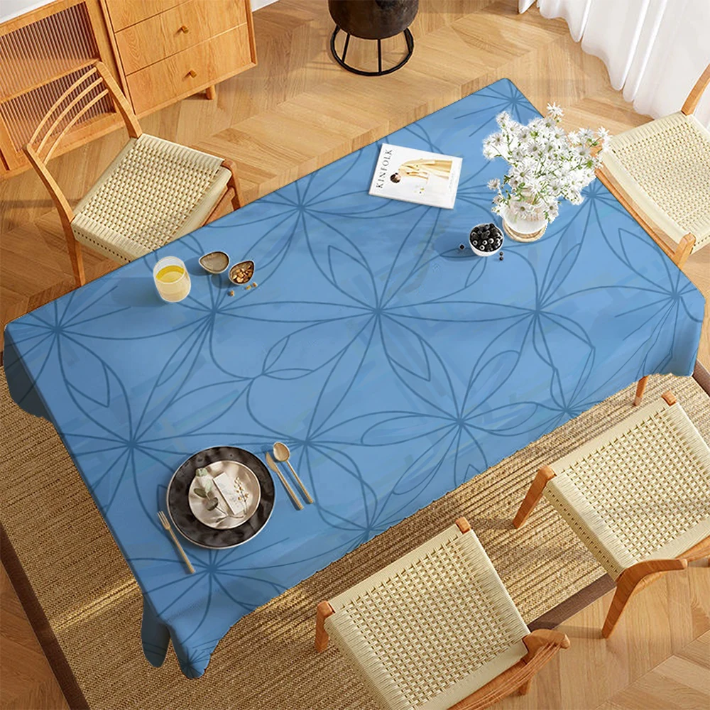 Daisy Flower 2D Flat Printed Polyester Tablecloth Table Covers For Dining Table Room Decor Picnic Blanket Party Supplies Xmas