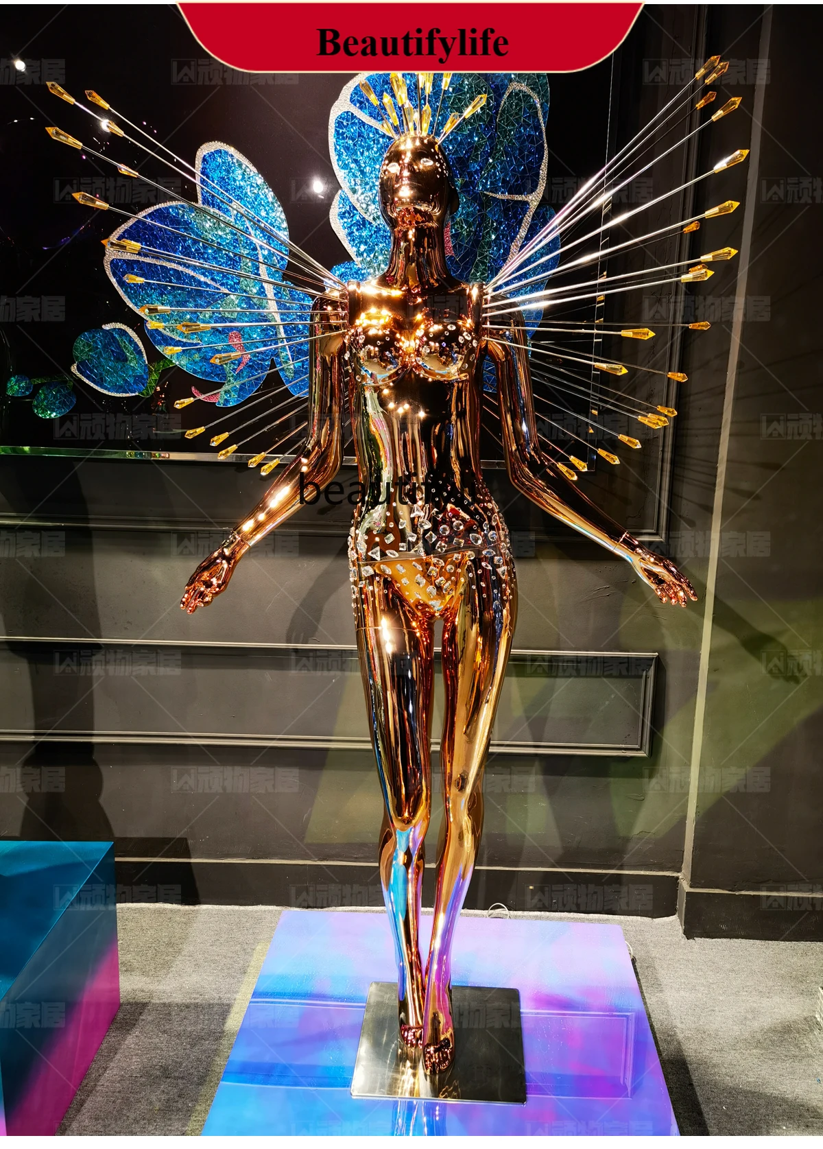 D178 Future Technology Goddess Mechanical Goddess Large Ornament Trendy Sculpture Bar KTV Fiberglass Floor Ornament