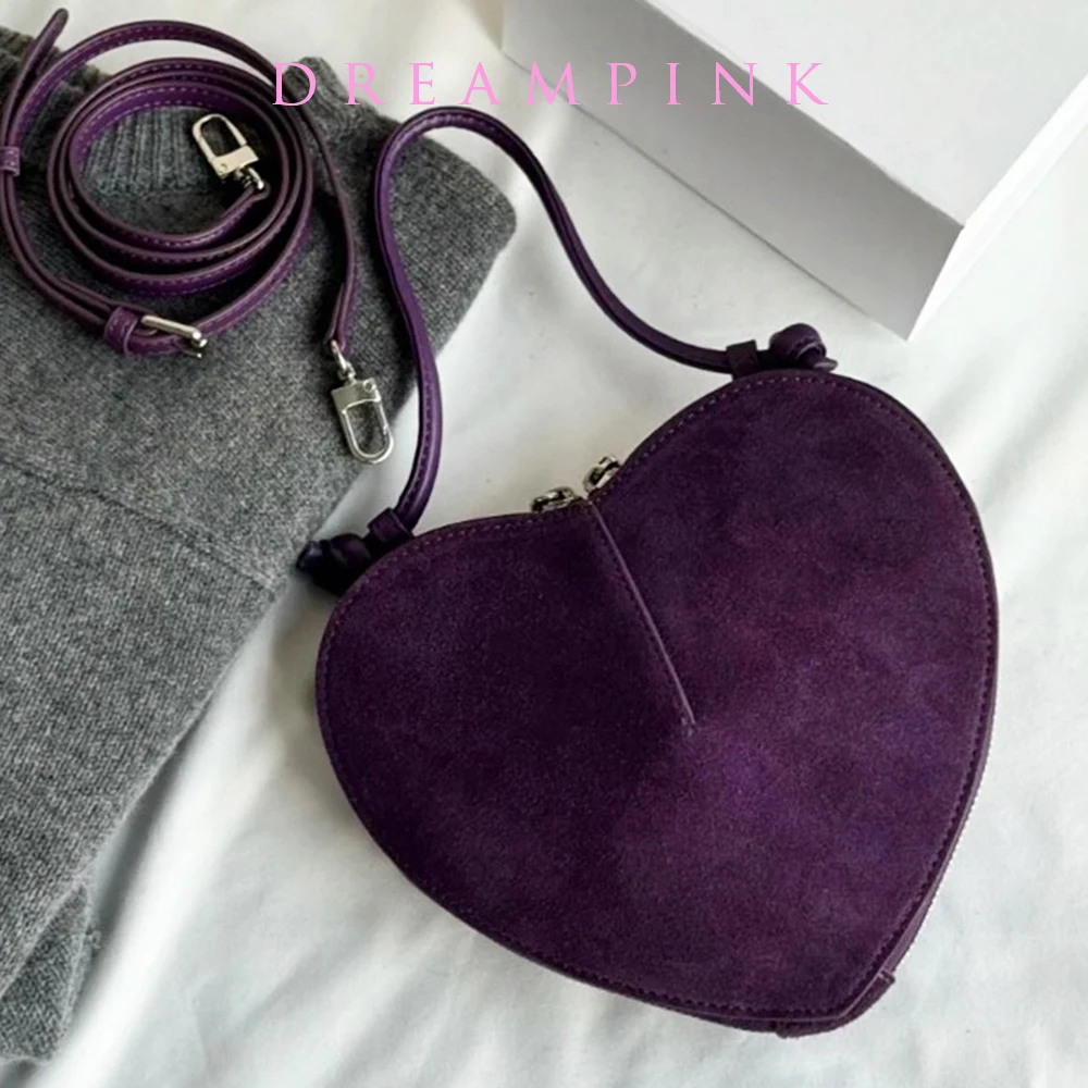 

Роскошная замшевая кожаная сумка в форме сердца, элегантная винтажная женская сумка на плечо с сердечком любви, 2026, модная трендовая вечерняя вечерняя сумка с верхней ручкой