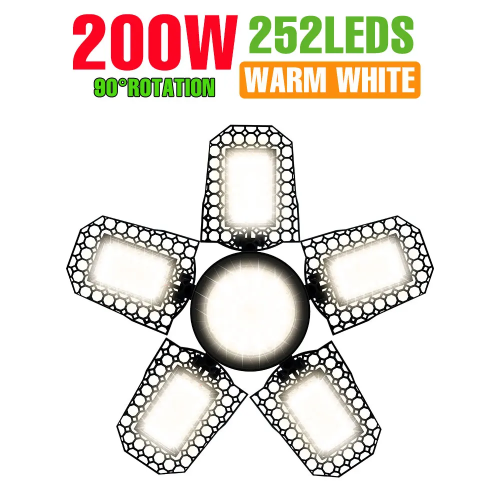 250W LED-lamp E27/E26 Lamp Garagelicht AC 220V Opvouwbaar Vervormbaar Hoogbouwlamp 110V Spotlight Thuis Magazijn Workshop Kelder