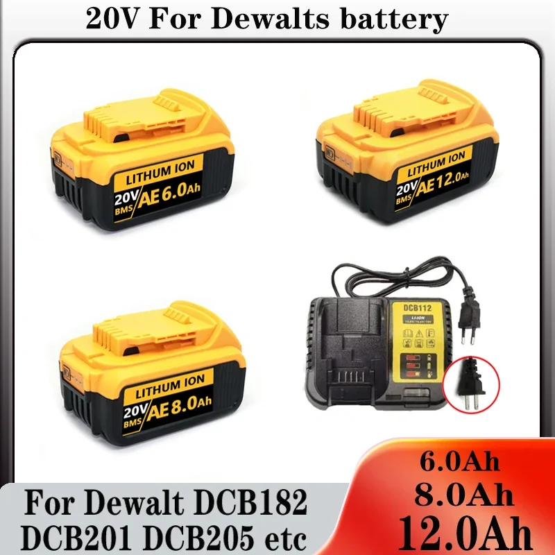 Original DCB200 20V 8000mAh Lithium Replacement Battery For Dewalt 18V DCB184 DCB200 DCB182 DCB180 DCB181 DCB182 DCB201 DCB206