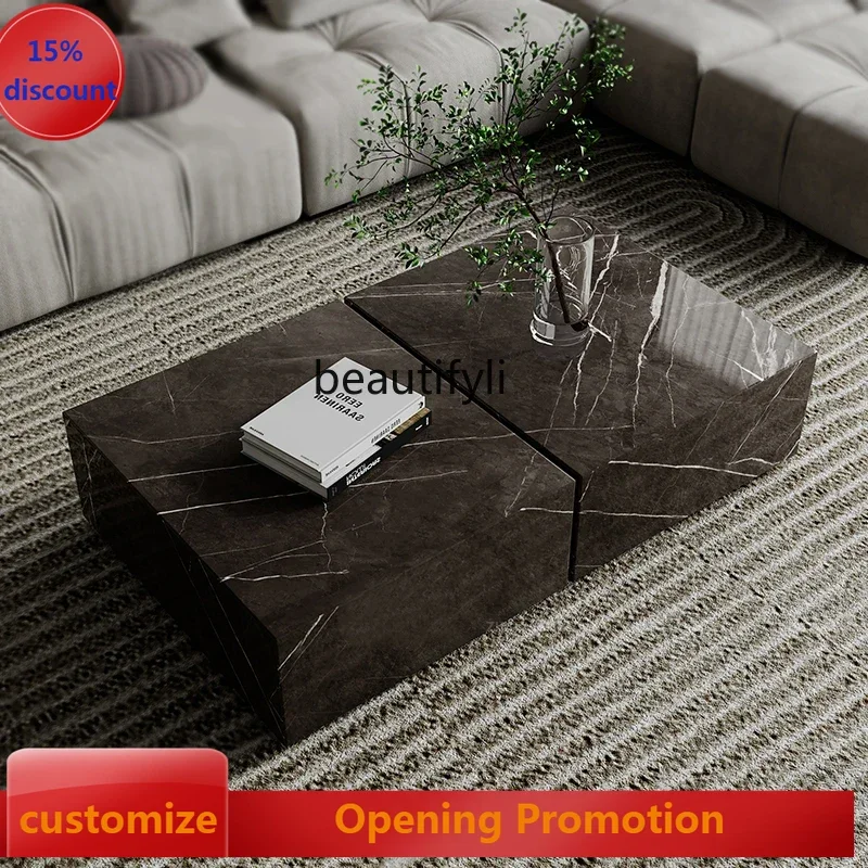 

Light luxury marble coffee table living room rectangular sofa edge table designer coffee table G1218
