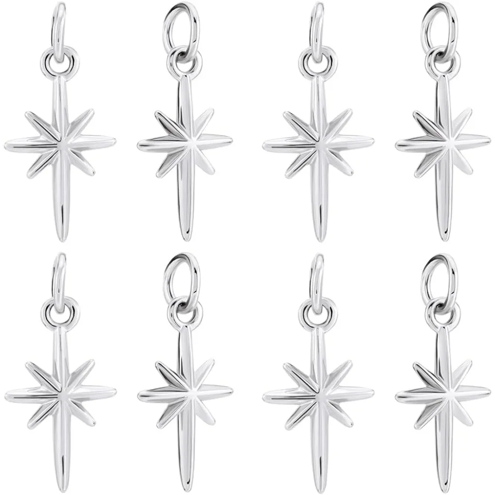 

12Pcs North Star Charms Polaris Star Pendants Charms with Jump Rings 10x17mm for DIY Craft Bracelet