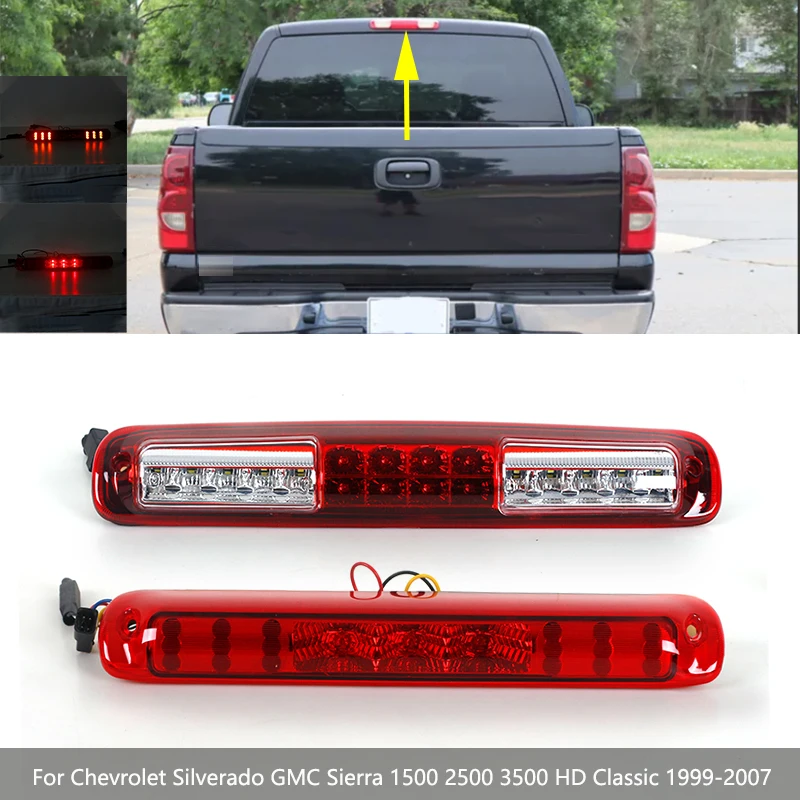 Trzecie światło hamowania do Chevroleta Silverado GMC Sierra 1500 2500 3500 HD Classic 1999-2007 Tylne światło stopu z wysokim mocowaniem