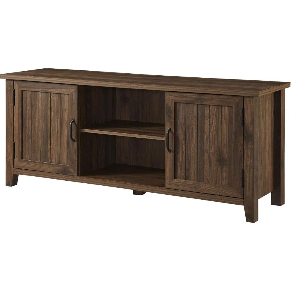 Suporte de TV clássico com porta ranhurada de nogueira 58" para TVs de 65 polegadas