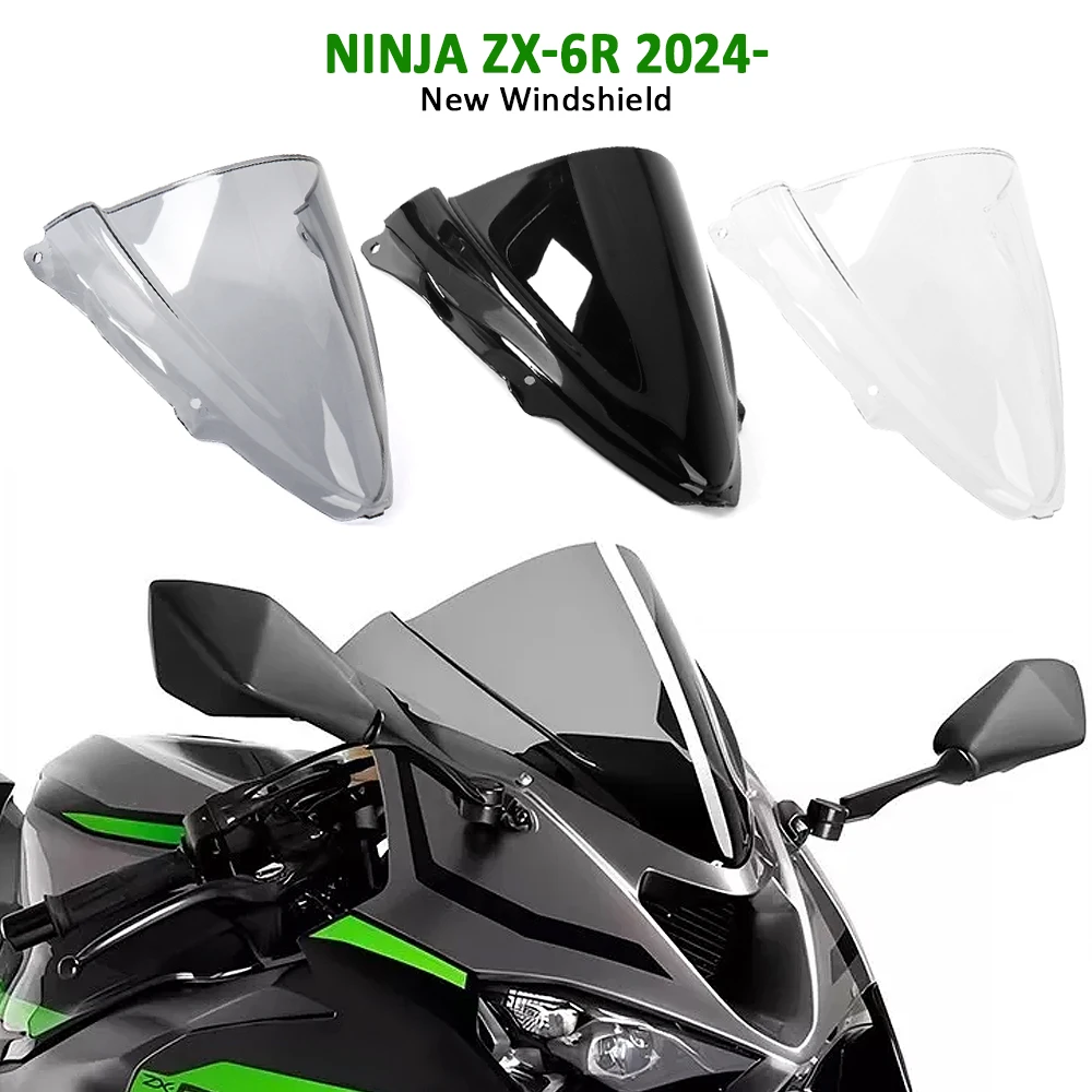 Motorcycle Front Windscreen Double Bubble Windshield Acrylic 3 Color For Kawasaki NINJA ZX-6R ZX 6R zx6r ZX6R Ninja 2024 2025