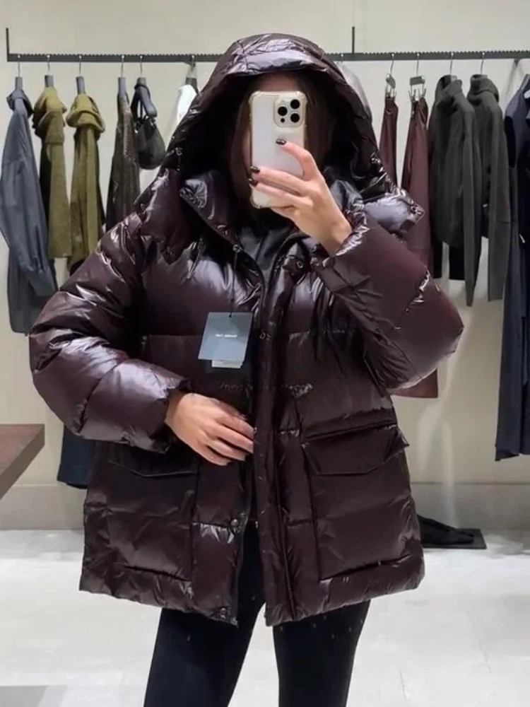 

Fashion Thick Padded Jacket For Women Casual Single Breasted Zipper Warm Coat Winter Female Pocket Long Sleeve Jackets