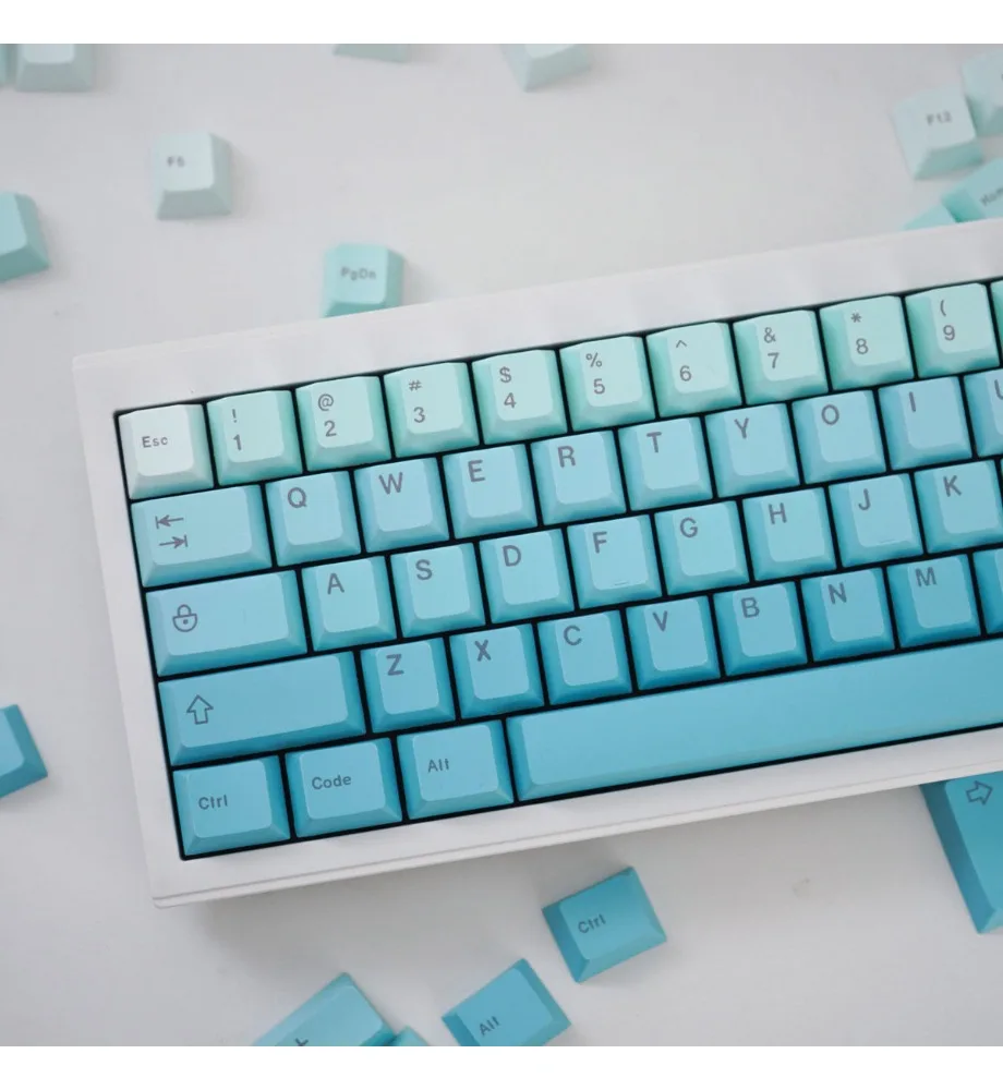 Keycaps Personalized keycaps PBT sublimation customization Cherry Original factory height gradual change cyan positive/side