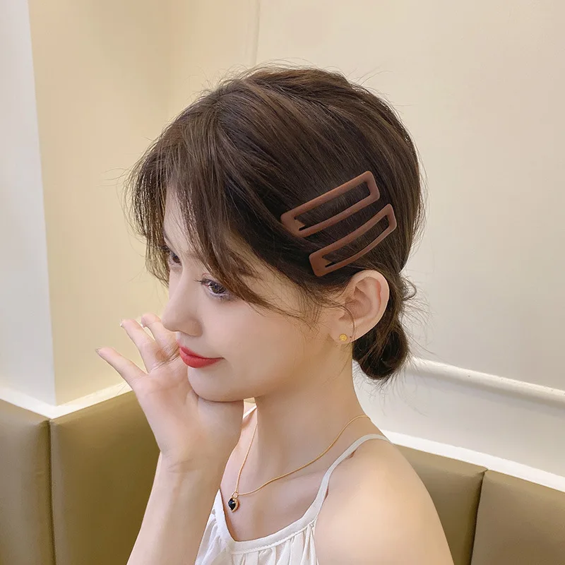 4PCS Fashion Elegant Solid Rectangle Hairpins Sweet Hair Decorate Bangs Hair Clips Barrettes Hairgrips Fashion Hair Accessories