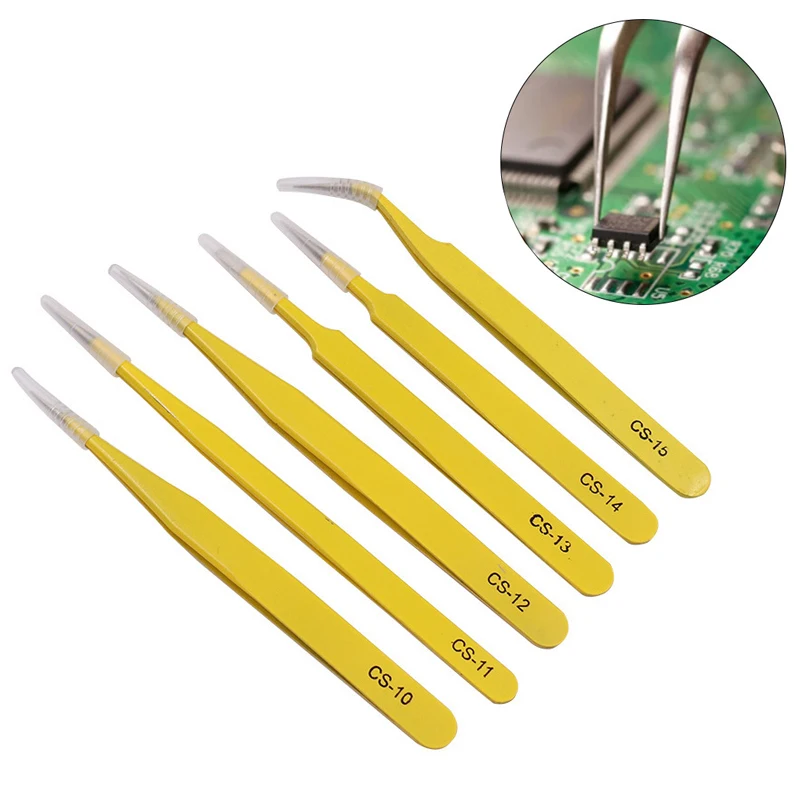 1Pc Anti-Static Stainless Steel Tweezers Set for Electronics Phone Repairing Tool Eyebrow/Eyelash Tweezers